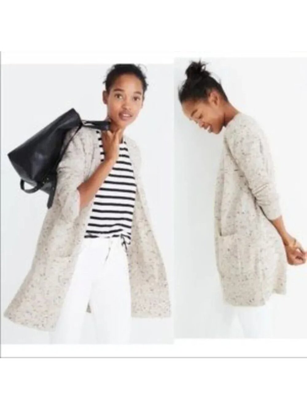 Madewell Donegal Kent Marbled Oatmeal Beige Wool Blend Cardigan Sweater Women XS